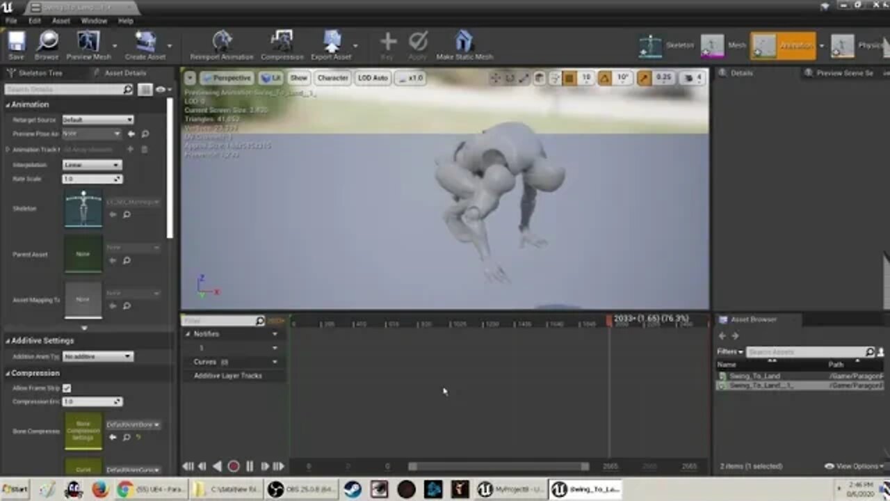 2020 Unreal 4 25 3 Test of swinging animation