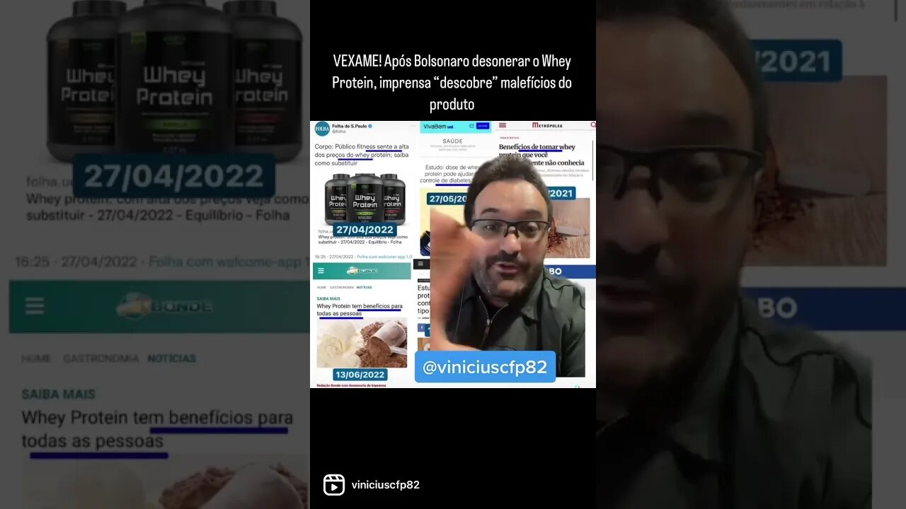 VEXAME! Após Bolsonaro desonerar o Whey Protein, imprensa “descobre” malefícios do produto