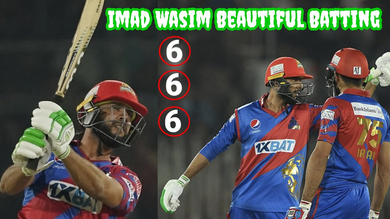 Imad Wasim batting in Pakistan Super League