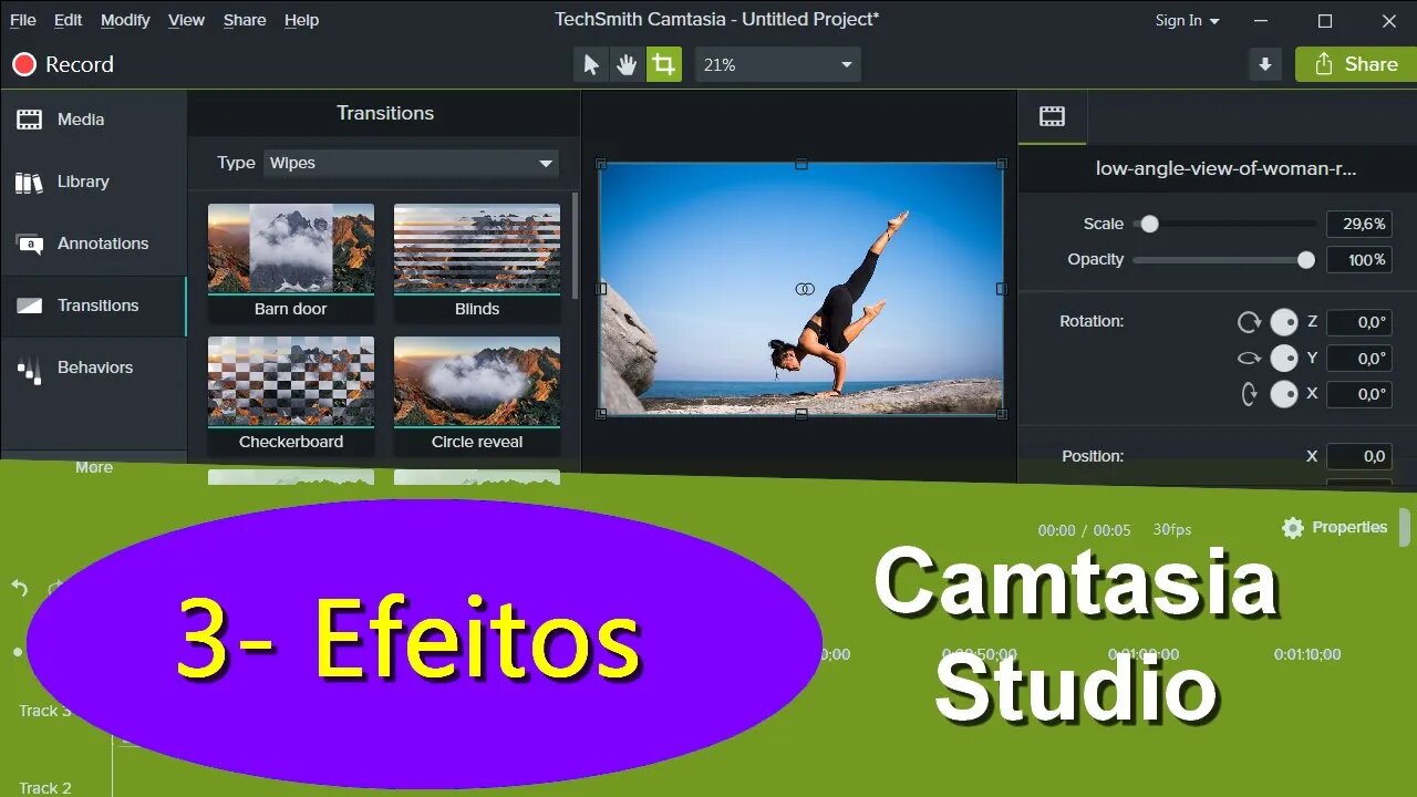 03- Camtasia - Como aplicar efeitos, transições e outros recursos no Camtasia Studio. Aula 03.