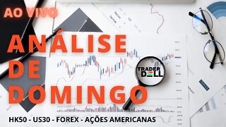 HK50 | US30 | FOREX | AÇÕES AMERICANAS ANÁLISE DE DOMINGO PARA SEMANA - LIVE -