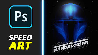 Mandalorian Poster in 80s style | Speed Art (Illustrator and Photoshop) | Retro Wave 80's Neon Style