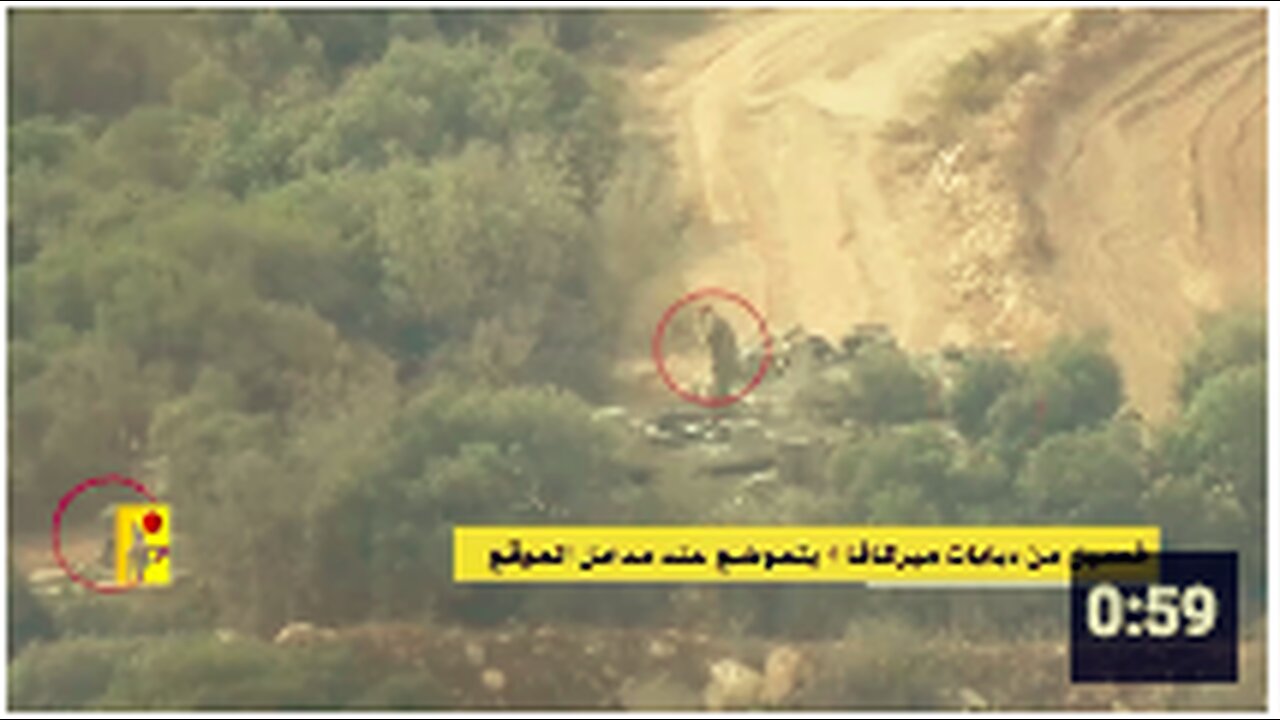 🇱🇧🇮🇱 Hezbollah target another Merkava Mk.4 tank on the Lebanese border