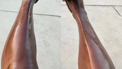 Man Have Shiny Skin on the Legs