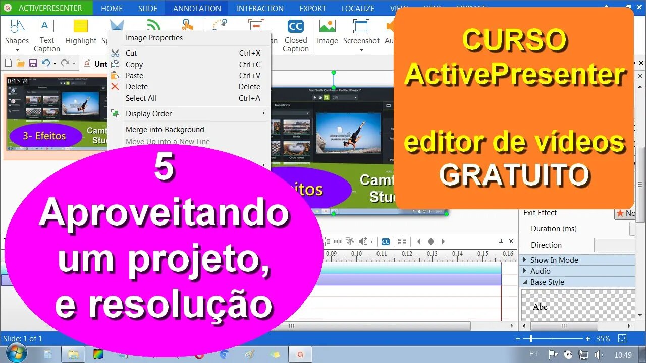 Reaproveitar um projeto pronto. Quais resoluções de tela usar em seus projetos de vídeos. Aula 5