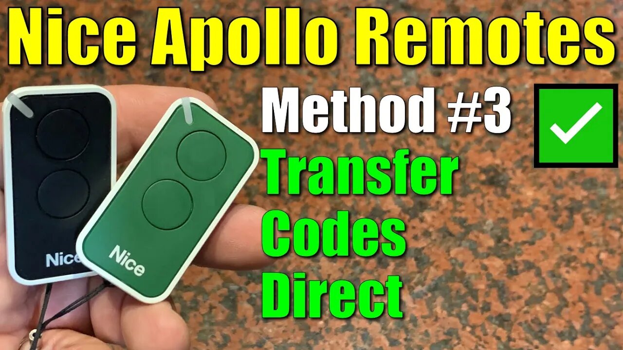 ✅ Nice Apollo ● Method #3 ● Program Remote by Transferring Code from Another Remote ● 1050 Borad