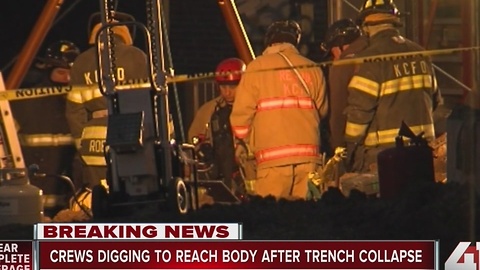 Crews work to recover man's body from collapsed trench