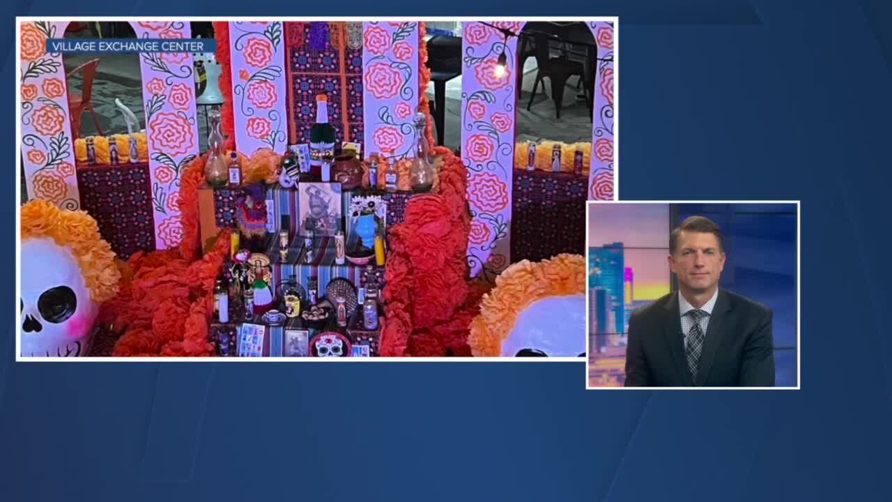 Altar exhibit at Stanley Marketplace for Dia De Los Muertos