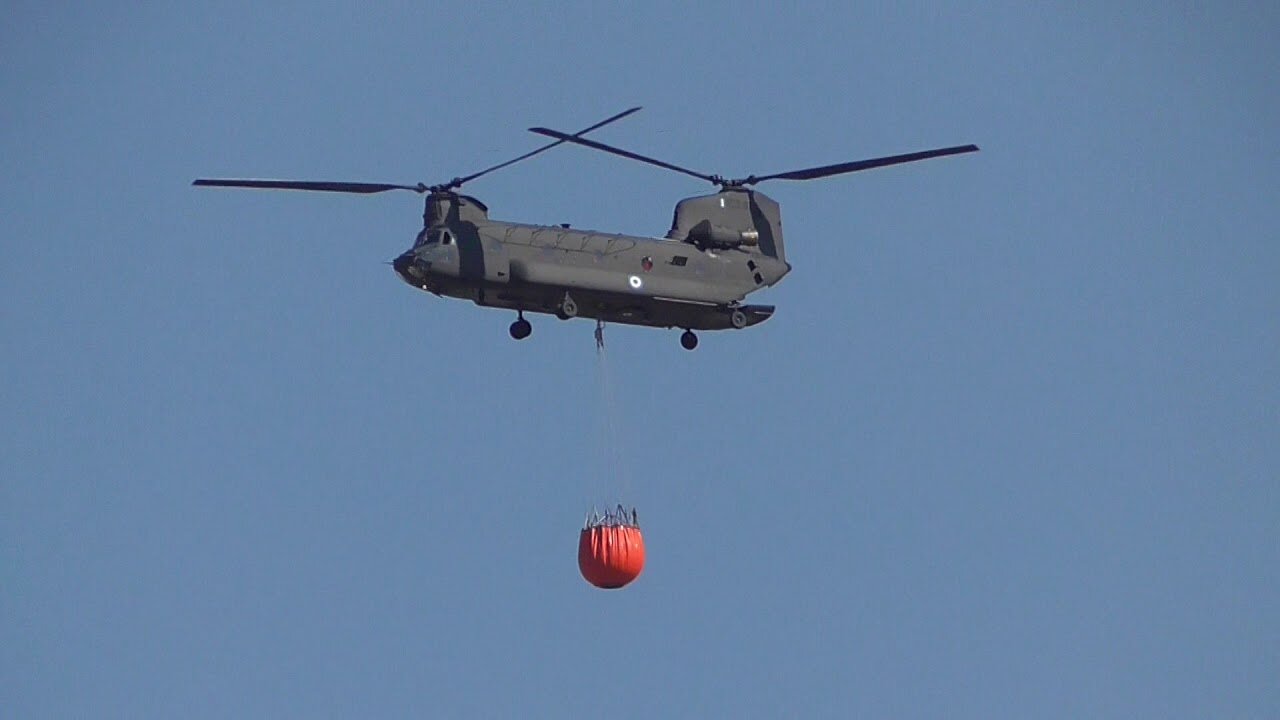 Chinook water dropping mission