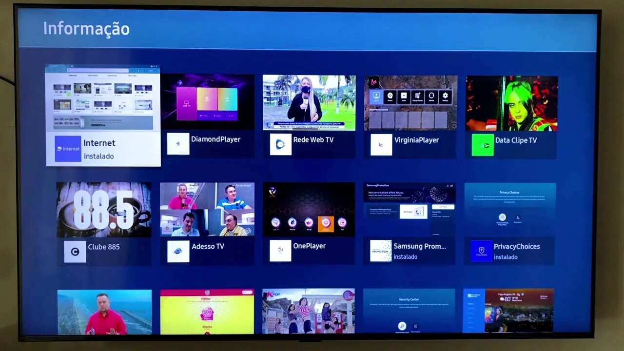 TV SAMSUNG SÉRIE AU7700 - APLICATIVOS DISPONÍVEIS