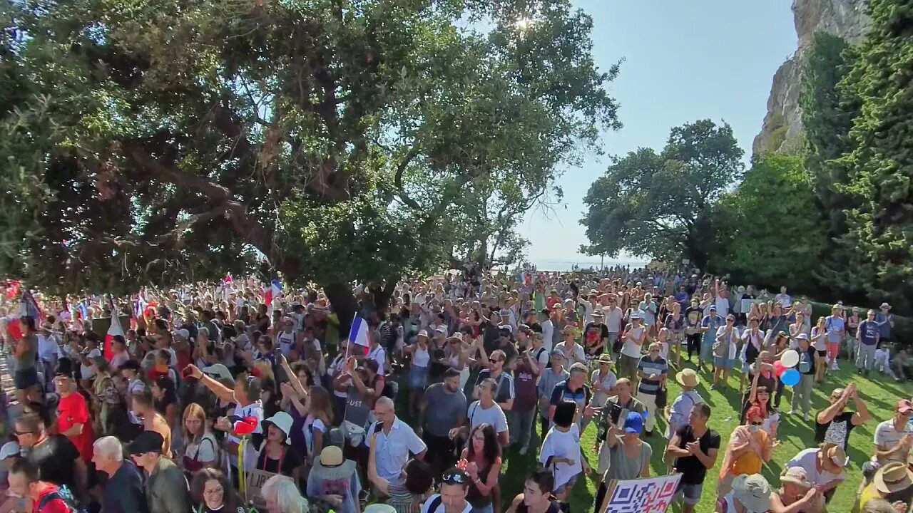 Manif Antipass Nice 11 Septembre : vue de la foule du monument au mort jusqu’au port