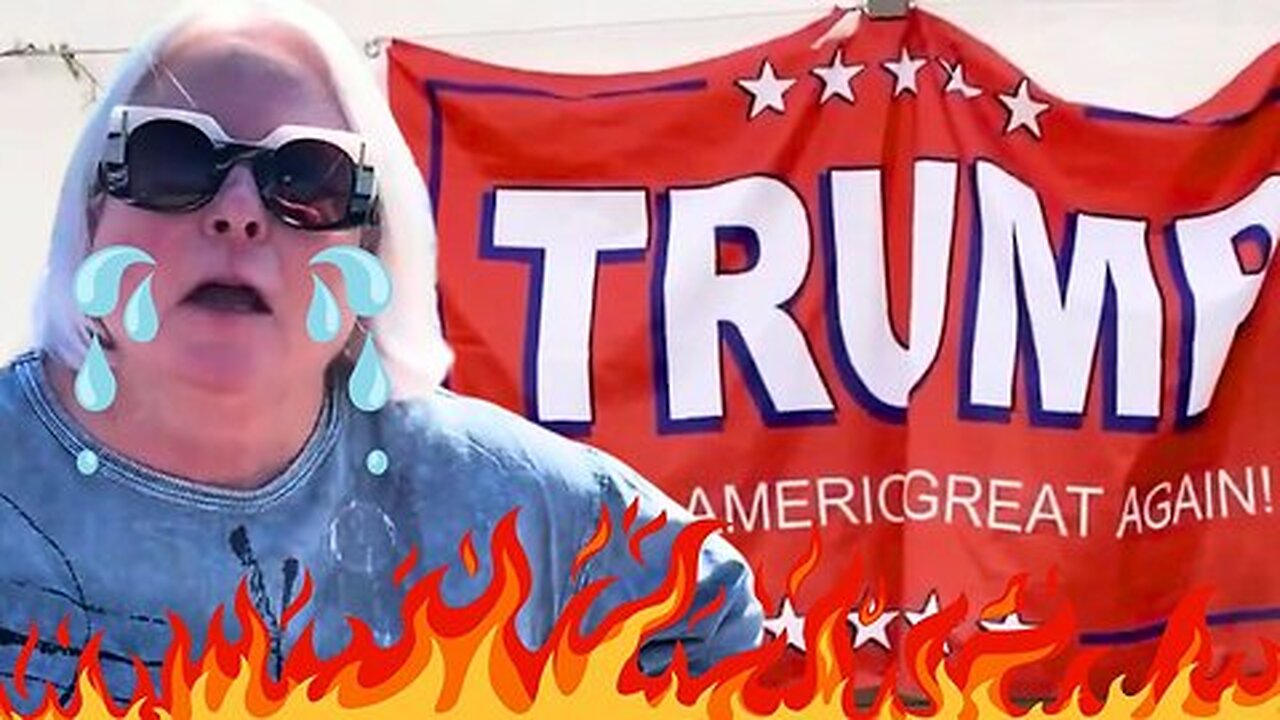Man Records Karen Seemingly Trying to DESTROY His Anti-Kamala Flag?