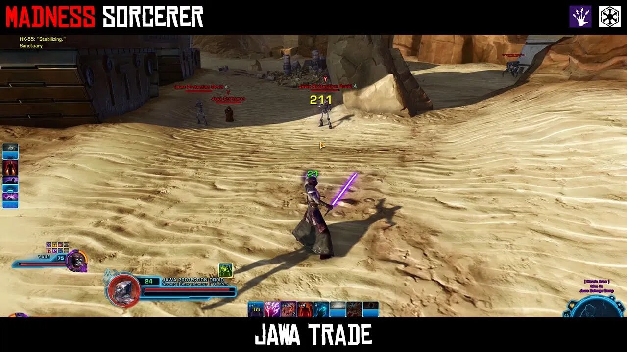 SWTOR DPS - Madness Sorcerer - Tatooine Heroic Mission: Jawa Trade. 2020 i7 Laptop Gameplay