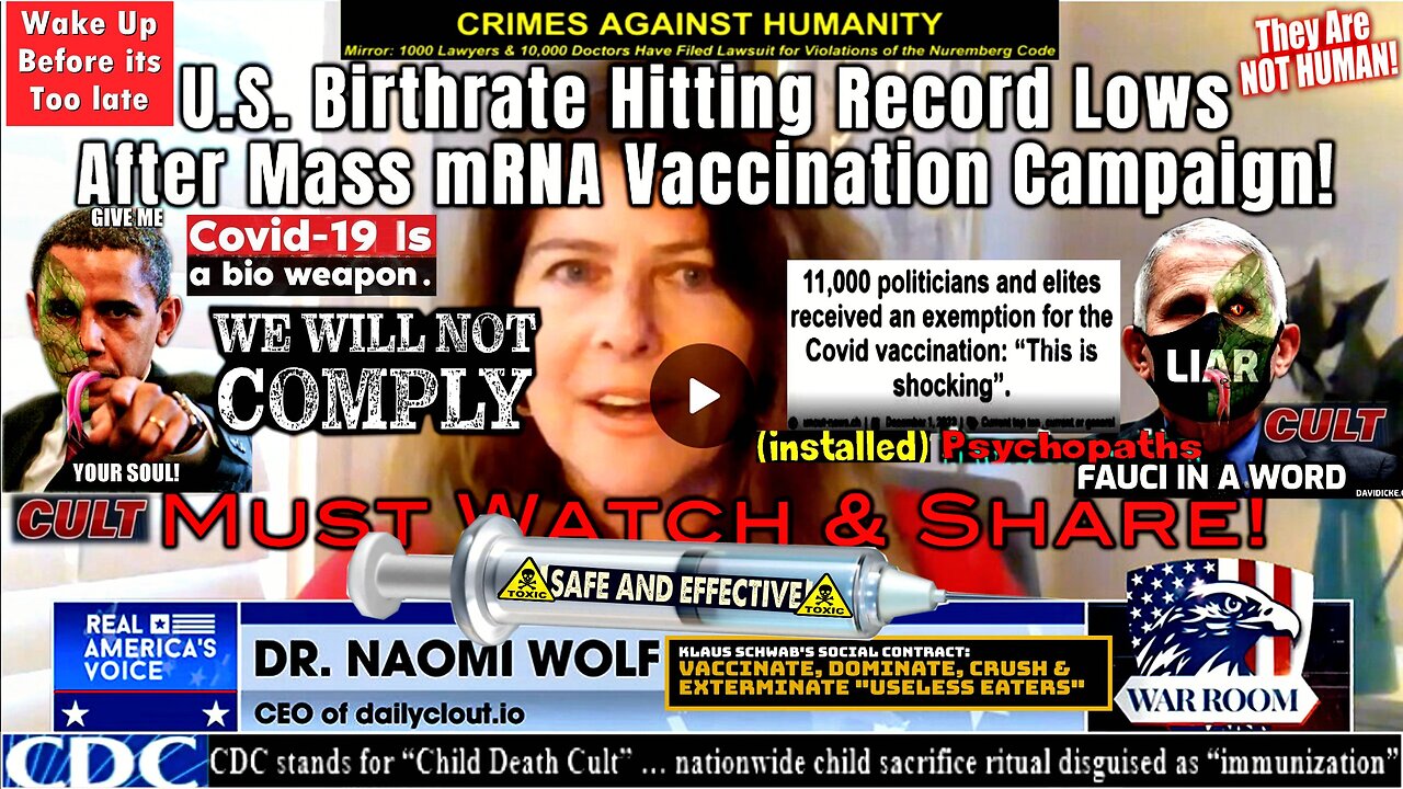 Naomi Wolf: U.S. Birthrate Hitting Record Lows After Mass mRNA Vaccination Campaign!