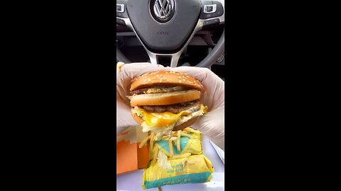 Eating McDonald inside Car