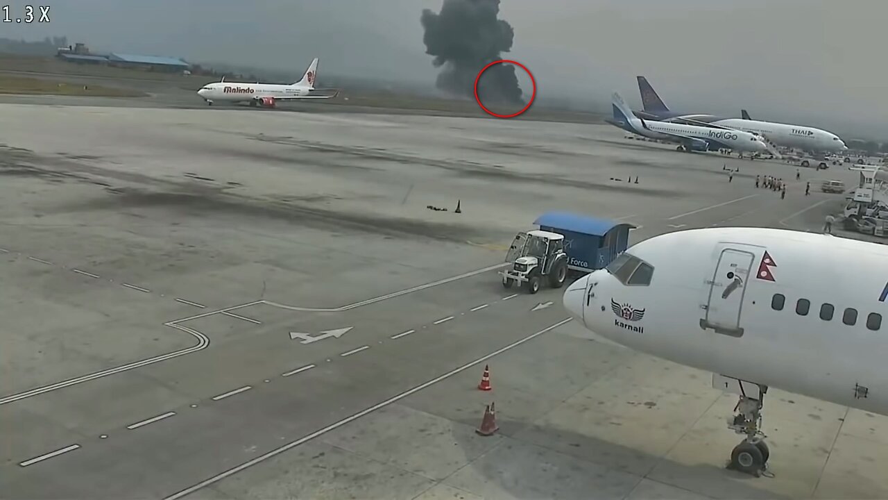 The deadliest airplane accident at Tribhuvan International Airport in Nepal was captured on CCTV