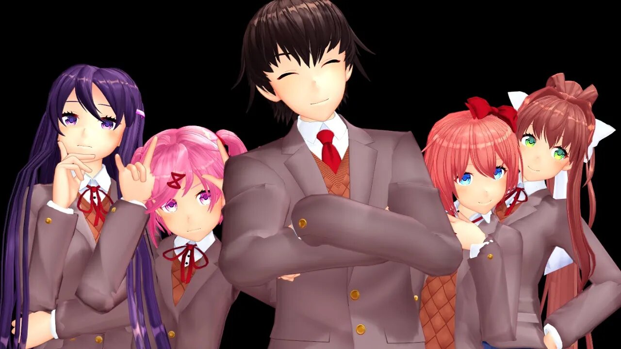 [DDLC mod, Harem Route] Doki Doki Literature Club x "Angel is the Centerfold" {MMD}