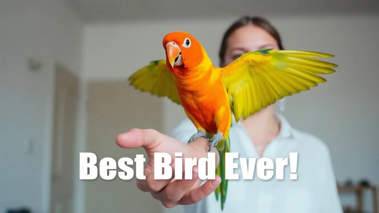 Beautiful colorful parrot, Sun Conure, Aratinga solstitialis in zoo.