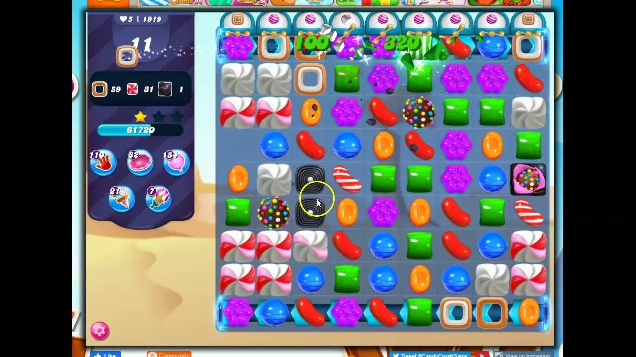 Candy Crush Level 1919 Talkthrough, 27 Moves 0 Boosters