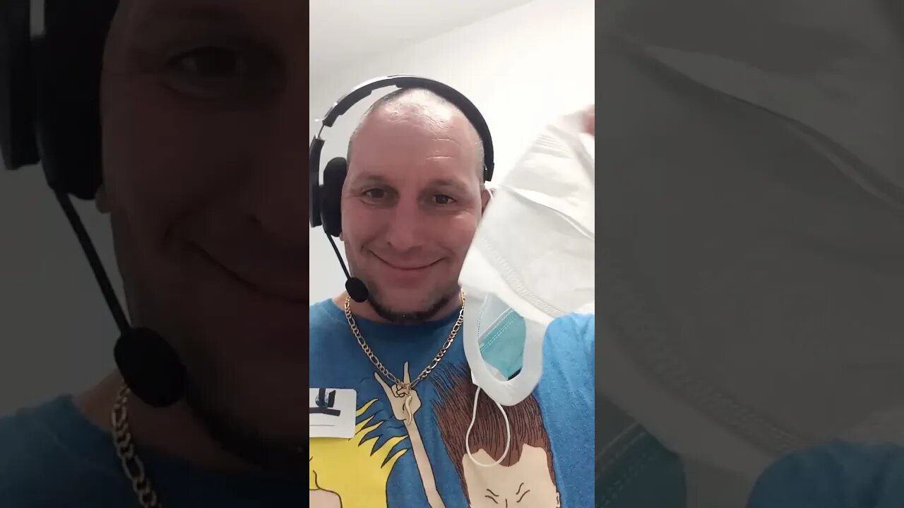 Credit card swiping boss mans mask