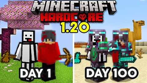 We Survived 100 days In 1.20 TRAILS & TALES UPDATE in Hardcore Minecraft... (duos)