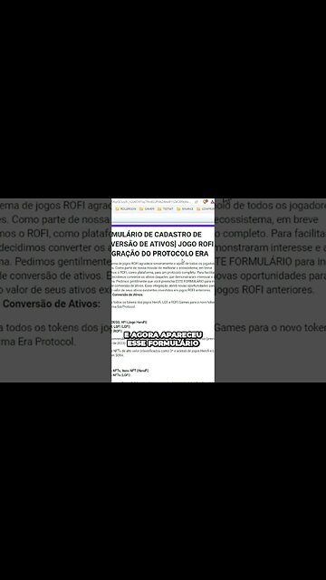 #ERAPROTOCOL - Atualização da Plataforma ROFI