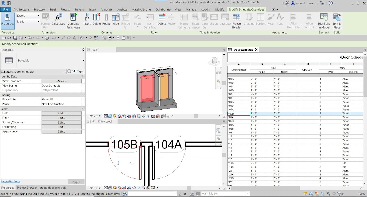 REVIT 2022 ARCHITECTURE LESSON 38: CREATE DOOR SCHEDULE