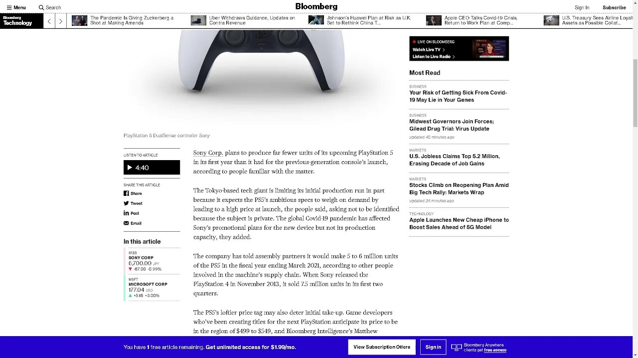 2021 Sony Plans Limited PlayStation 5 Output in First Year