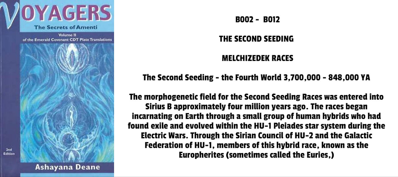 THE SECOND SEEDING MELCHIZEDEK RACES The Second Seeding - the Fourth World 3,700,000 - 848,000 YA