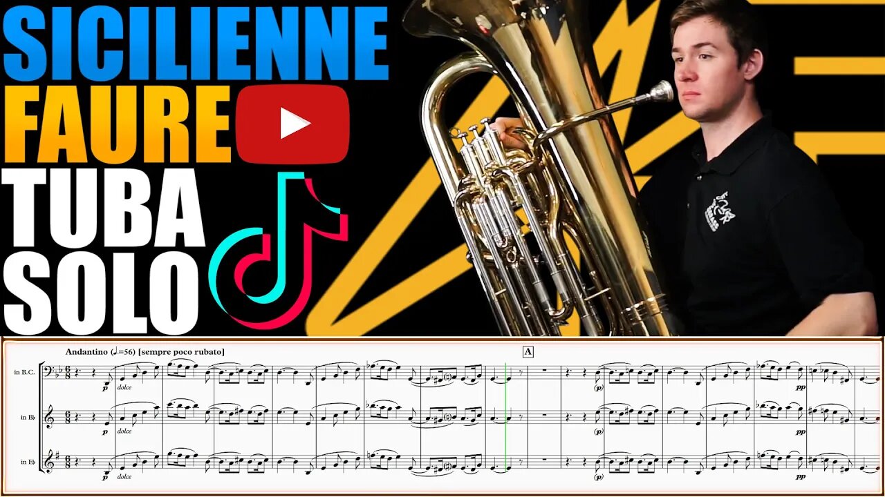 "Sicilienne" Op. 78 by Gabriel Fauré Tuba Solo. Sheet Music Play Along!