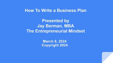 How To Write a Business Plan