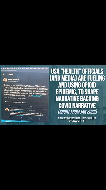 USA “health” officials are fueling and using opioid epidemic, to make data backing COVID narrative