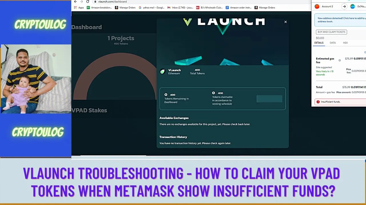 Vlaunch Troubleshooting - How To Claim Your VPAD Tokens When Metamask Show Insufficient Funds?