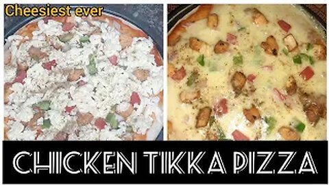premium quality chicken tikka pizza recipe 😋 | tikka pizza in oven | by fiza farrukh