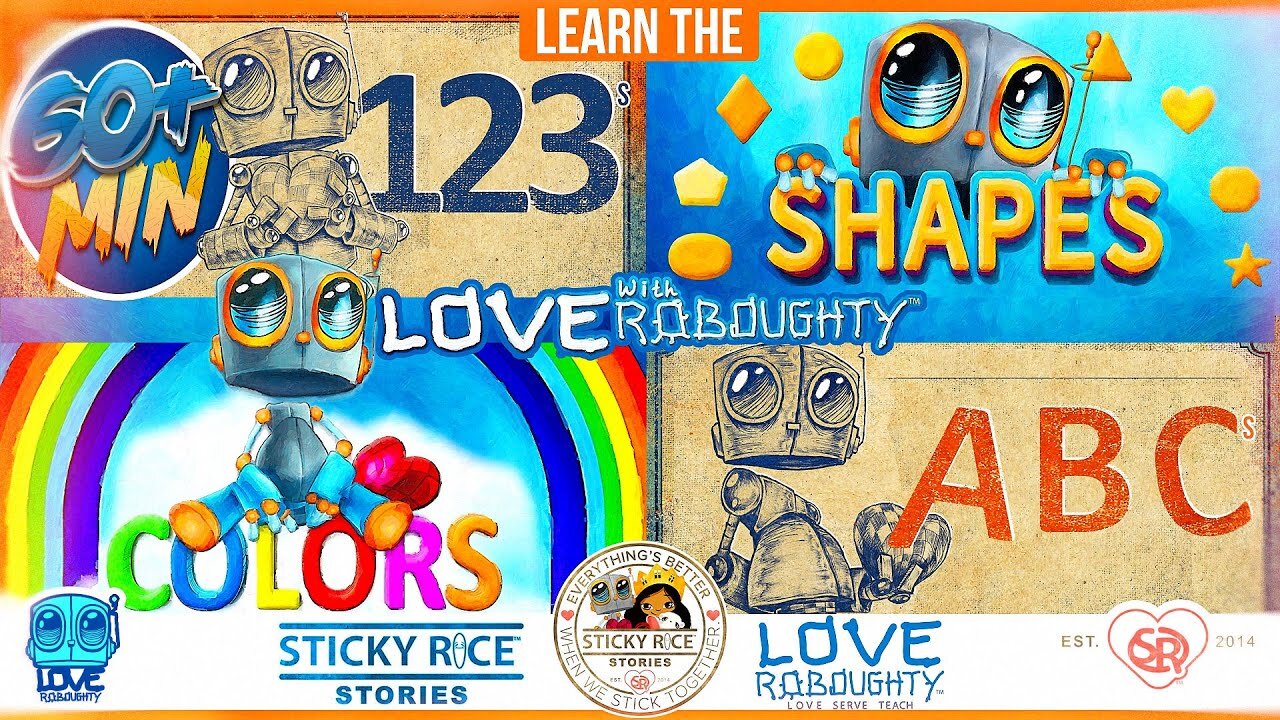 Learn Colors, shapes, ABCs, 123s + More Educational Nursery Rhymes & Kids Songs - Love Roboughty