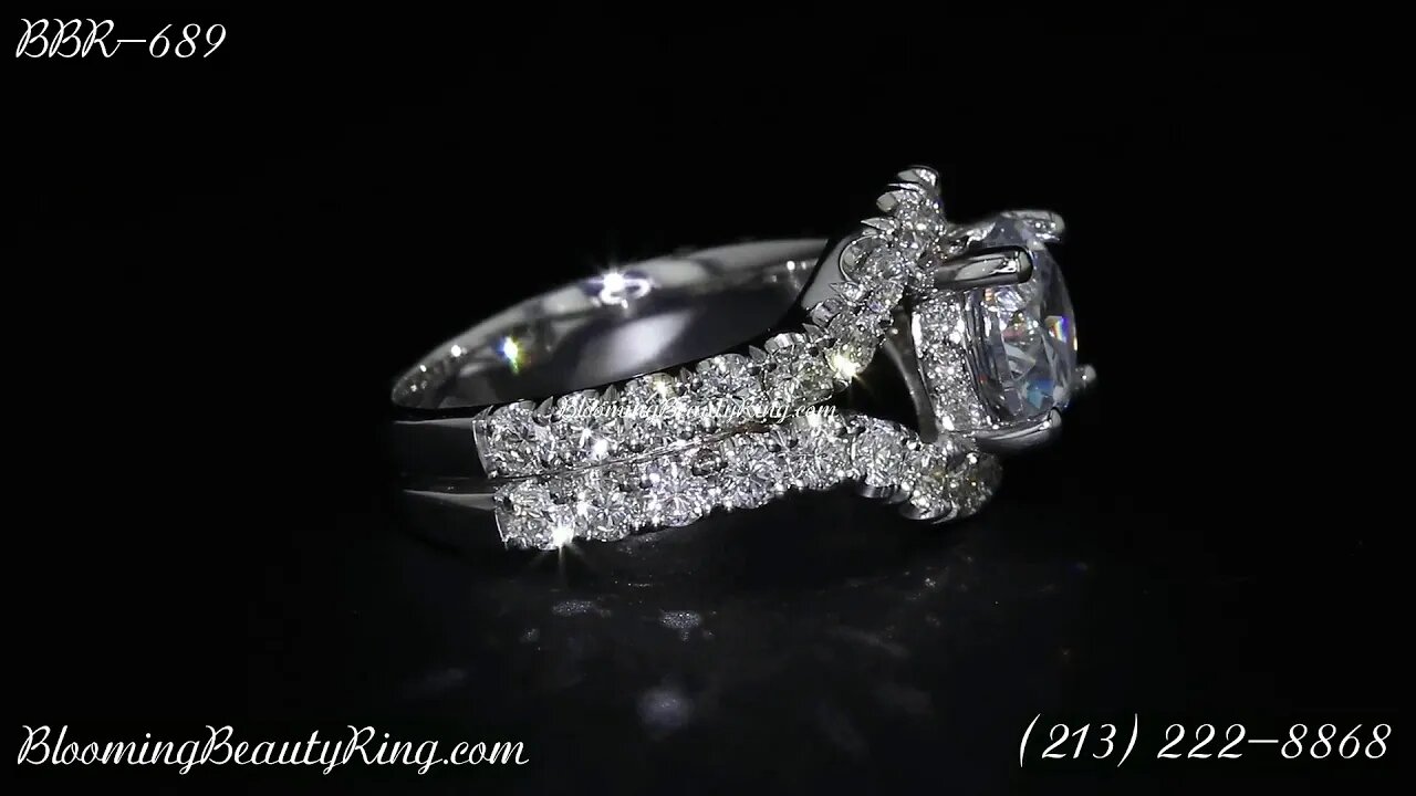 BBR-689 Unique Split Shank Diamond Engagement Ring With Wrap Around Diamond Bands