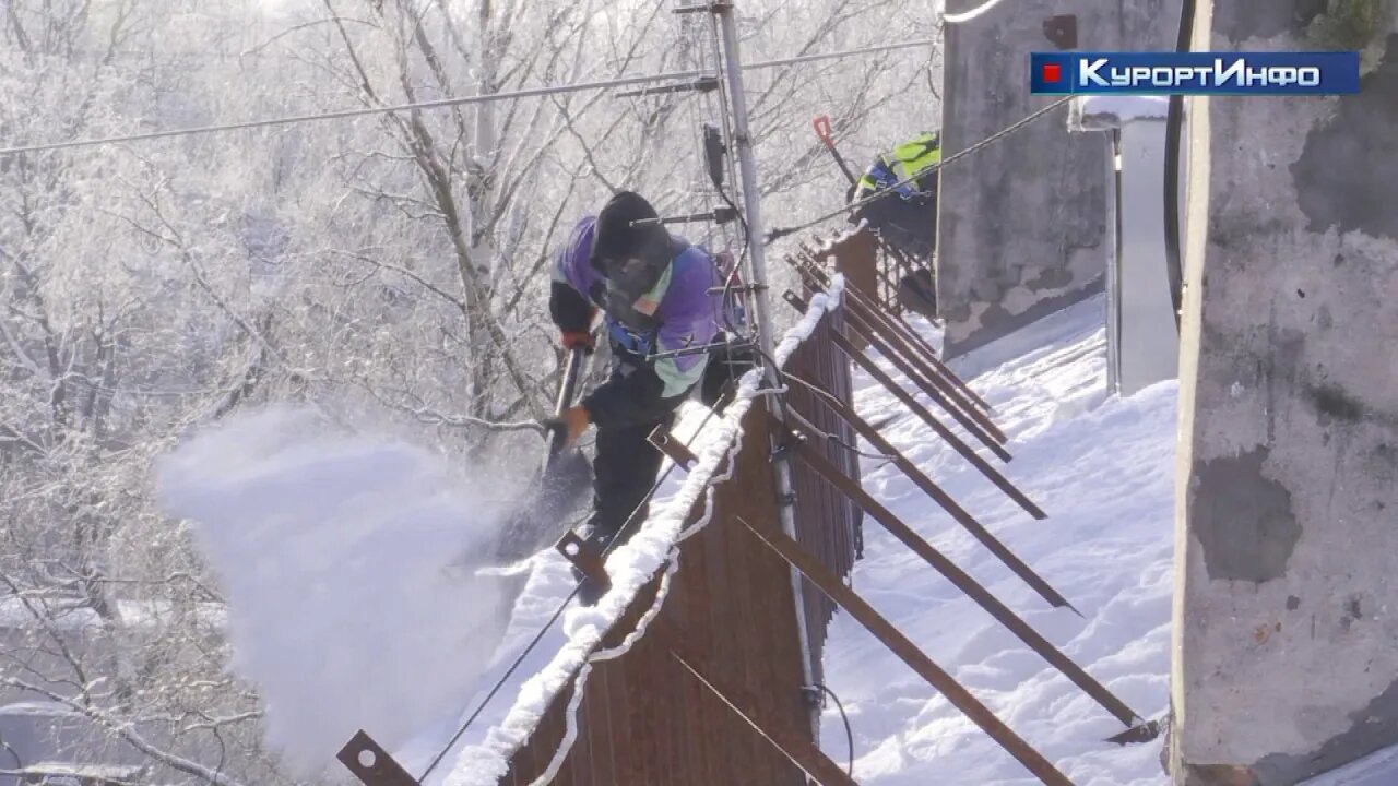 В Курортном районе продолжают очистку кровель от наледи