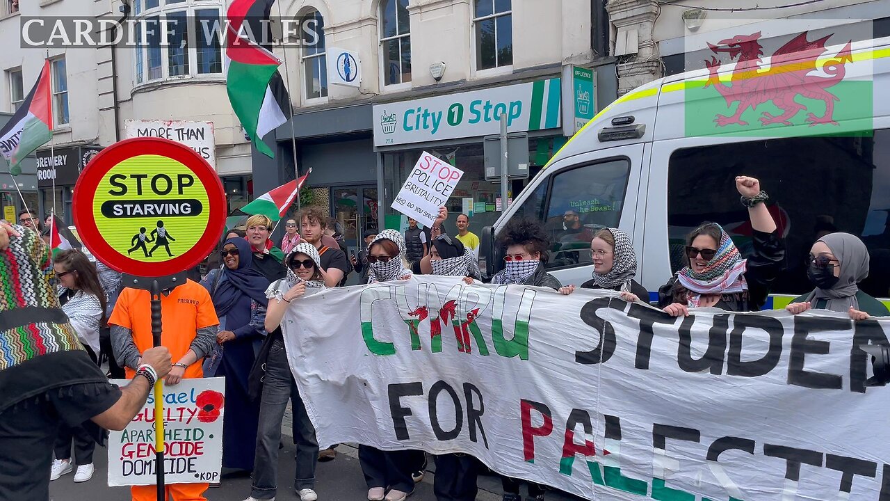 March for Palestine, Stop the genocide. Castle Street Cardiff, South Wales