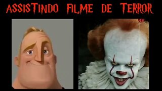 Sr. Incrível Transcendendo Ficando Perturbado com Filmes de Terror. #srincrivelmeme