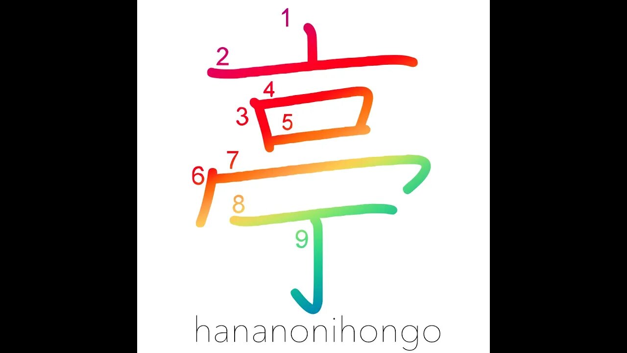 亭 - pavilion/restaurant/mansion/arbour - Learn how to write Japanese Kanji 亭 - hananonihongo.com