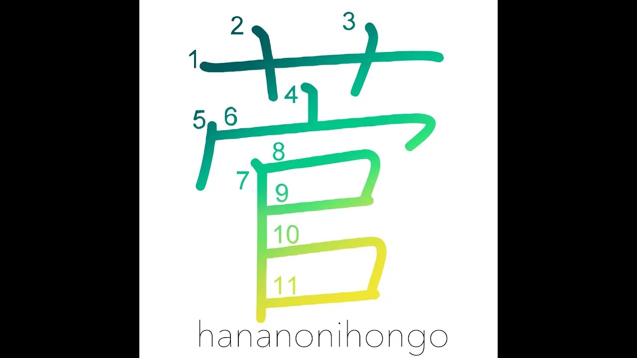 菅 - sedges/carex - Learn how to write Japanese Kanji 菅 - hananonihongo.com