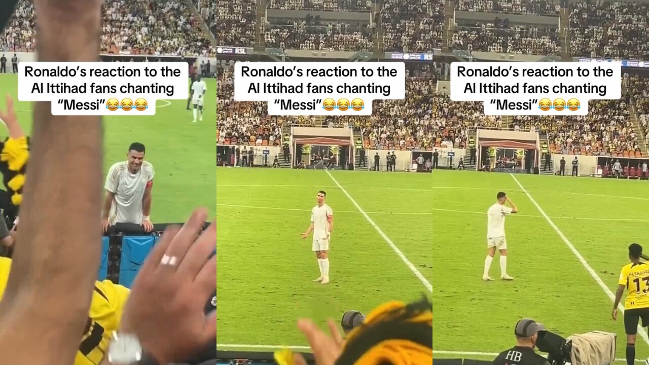 Cristiano Ronaldo's Reaction to Al-Ittihad Fans Chanting Lionel Messi's Name