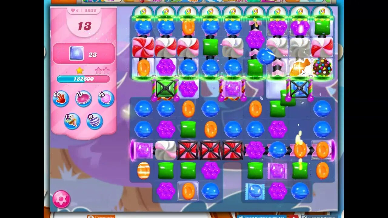 Candy Crush Level 5938 Talkthrough, 22 Moves 0 Boosters