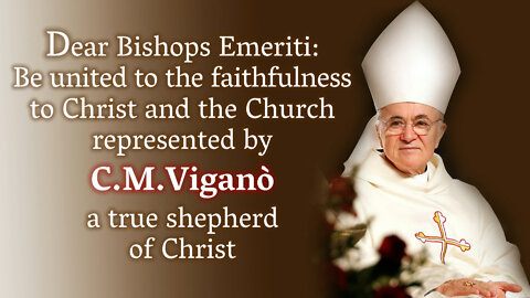 Dear Bishops Emeriti: Be united to the faithfulness to Christ and the Church represented by C. M. Viganò, a true shepherd of Christ