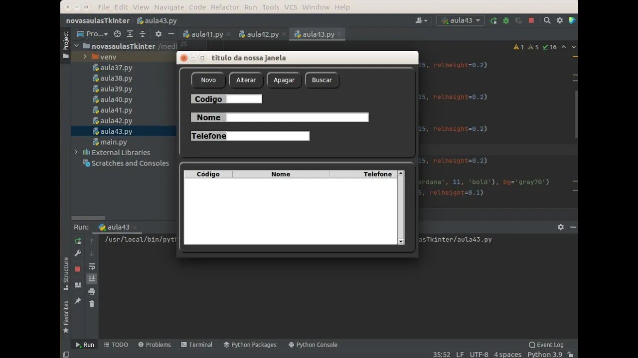 Aula 46 - Frames e botões arredondados em Tkinter