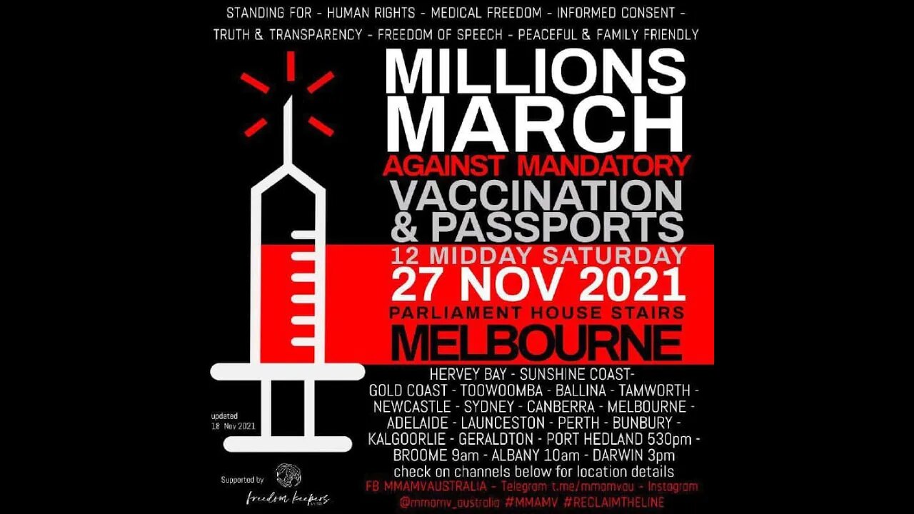 Melbourne Freedom March Protest walk pass 27/11/21 (Time lapse)