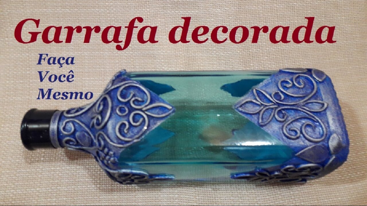 DIY - GARRAFA DECORADA COM MASSA DE BISCUIT - ARTE COM VIDRO @lucibuzo ​