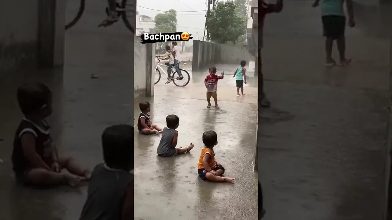 #shorts #bachpan #kids #cute #rain #kids playing