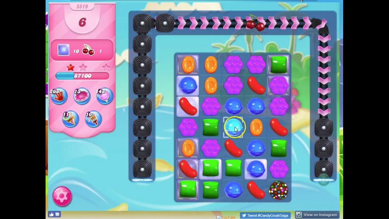 Candy Crush Level 2519 Audio Talkthrough, 1 Star 0 Boosters