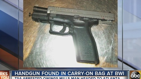 Handgun found in man's carry on at BWI